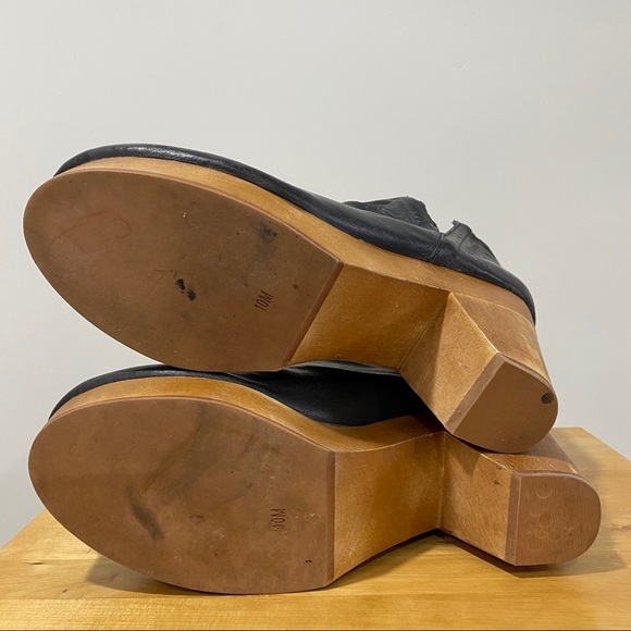 Jeffrey Campbell Black Leather Cutout Wood Heel Bootie ODELIA 10M - Picture 8 of 10